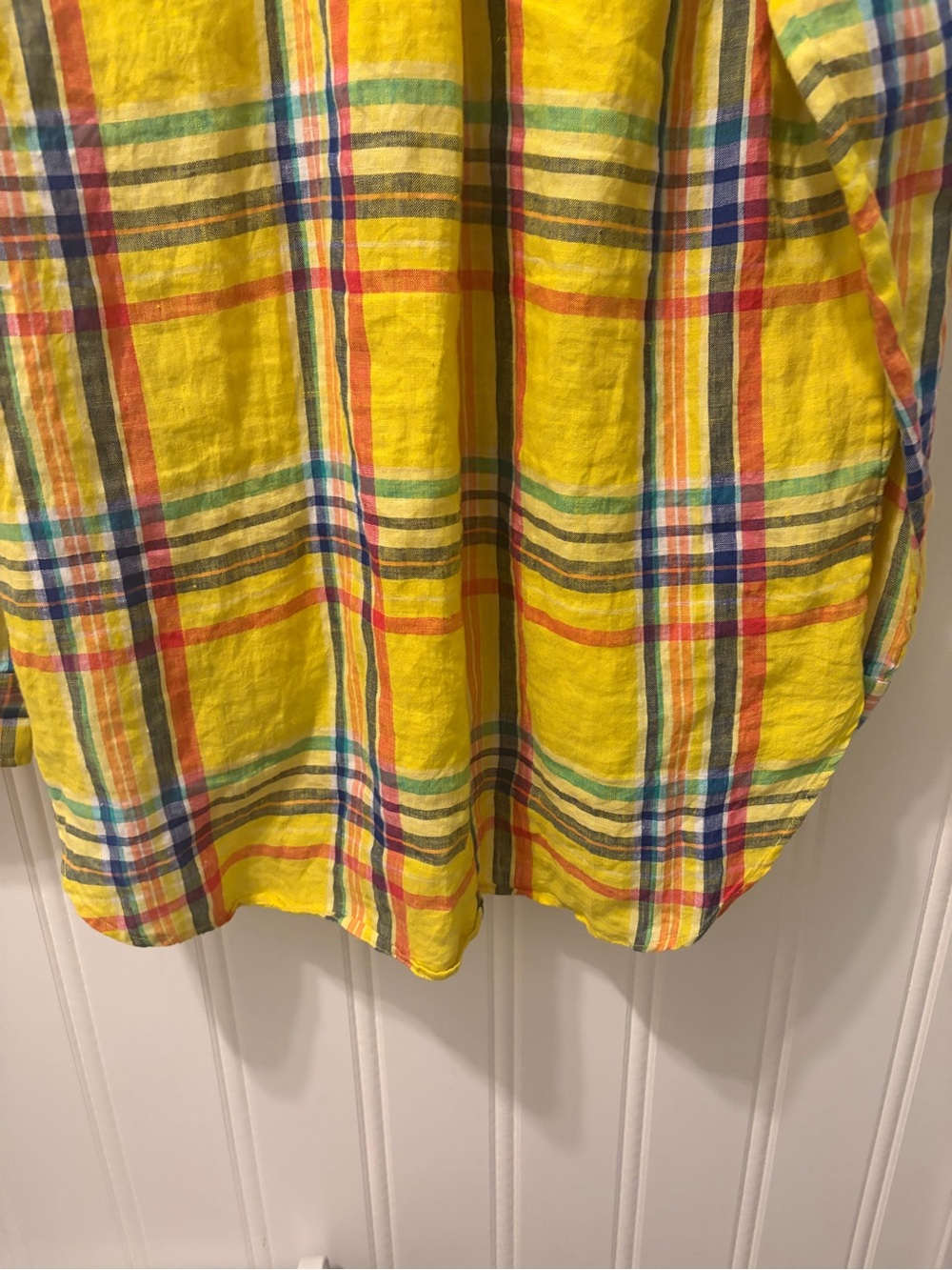 Lauren Ralph Lauren 100% Linen Vibrant Yellow Madras Plaid Tunic XL - Picture 11 of 11
